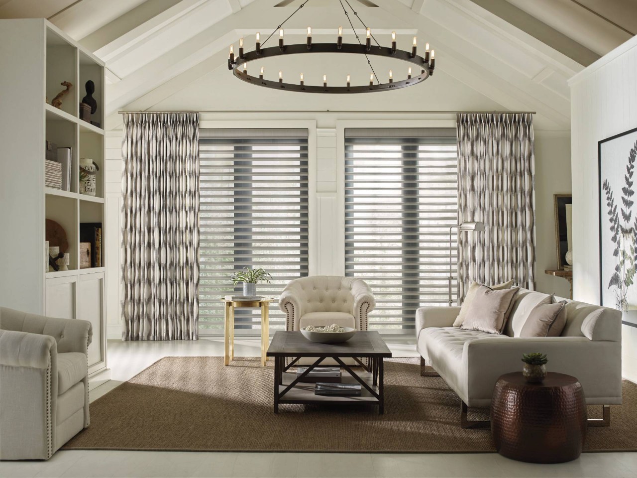 Hunter Douglas Design Studio™Custom Drapes adorning home windows near Boynton Beach, FL